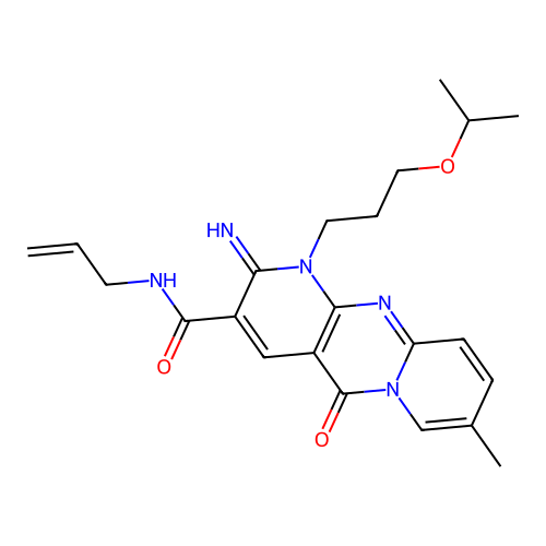 6-imino-13-methyl-2-oxo-N-(prop-2-en-1-yl)-7-[3-(propan-2-yloxy)propyl]-1,7,9-triazatricyclo[8.4.0.0^{3,8}]tetradeca-3(8),4,9,11,13-pentaene-5-carboxamide structure