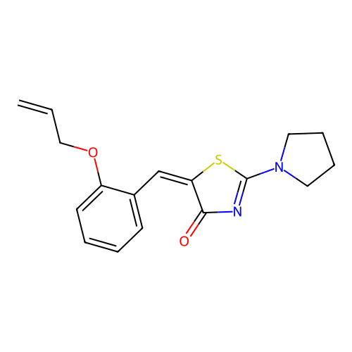 (E)-5-(2-(allyloxy)benzylidene)-2-(pyrrolidin-1-yl)thiazol-4(5H)-one structure