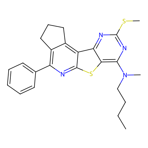 N-butyl-N-methyl-9-(methylsulfanyl)-4-phenyl-2,3-dihydro-1H-cyclopenta[4',5']pyrido[3',2':4,5]thieno[3,2-d]pyrimidin-7-amine structure