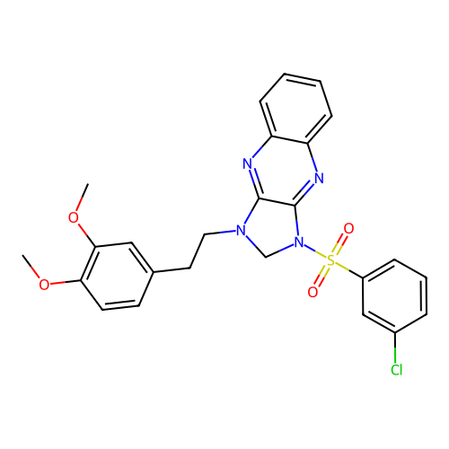 3-(3-chlorophenyl)sulfonyl-1-[2-(3,4-dimethoxyphenyl)ethyl]-2H-imidazo[4,5-b]quinoxaline structure