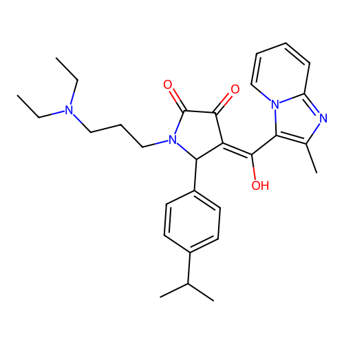 (4E)-1-[3-(diethylamino)propyl]-4-[hydroxy-(2-methylimidazo[1,2-a]pyridin-3-yl)methylidene]-5-(4-propan-2-ylphenyl)pyrrolidine-2,3-dione structure