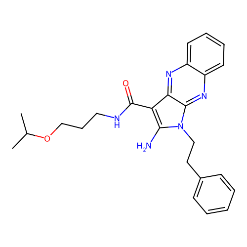 2-amino-1-phenethyl-N-(3-propan-2-yloxypropyl)pyrrolo[3,2-b]quinoxaline-3-carboxamide structure
