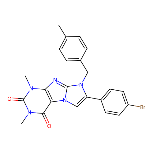 7-(4-bromophenyl)-1,3-dimethyl-8-(4-methylbenzyl)-1H-imidazo[2,1-f]purine-2,4(3H,8H)-dione structure