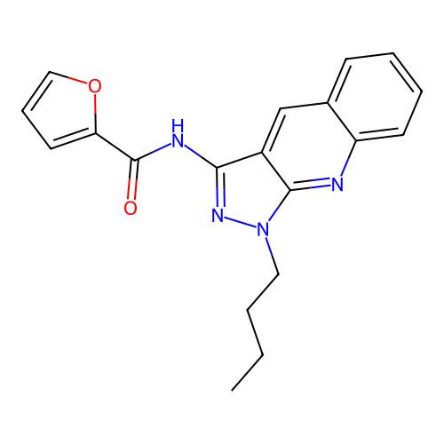 N-(1-butyl-1H-pyrazolo[3,4-b]quinolin-3-yl)furan-2-carboxamide structure