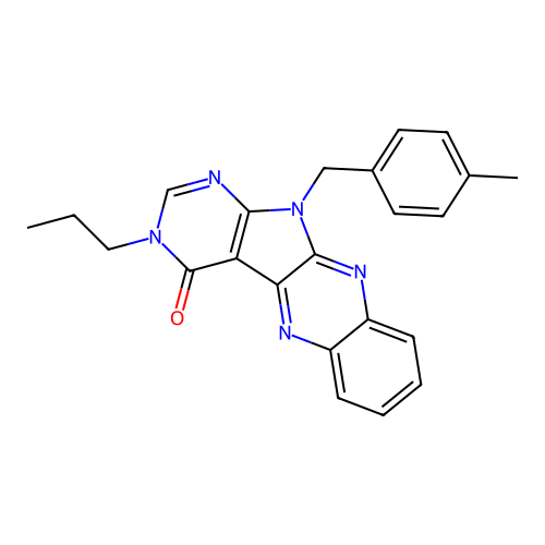 11-(4-methylbenzyl)-3-propyl-3H-pyrimido[5',4':4,5]pyrrolo[2,3-b]quinoxalin-4(11H)-one structure