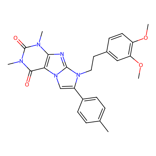 6-[2-(3,4-dimethoxyphenyl)ethyl]-2,4-dimethyl-7-(4-methylphenyl)purino[7,8-a]imidazole-1,3-dione structure