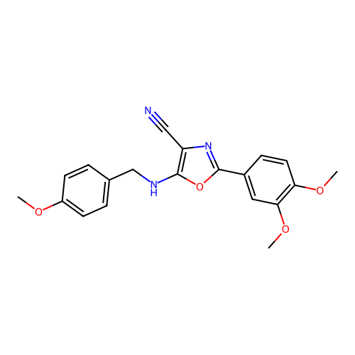 2-(3,4-Dimethoxyphenyl)-5-[(4-methoxybenzyl)amino]-1,3-oxazole-4-carbonitrile structure
