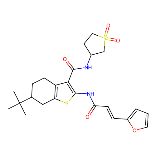 6-tert-butyl-N-(1,1-dioxidotetrahydrothiophen-3-yl)-2-{[(2E)-3-(furan-2-yl)prop-2-enoyl]amino}-4,5,6,7-tetrahydro-1-benzothiophene-3-carboxamide structure