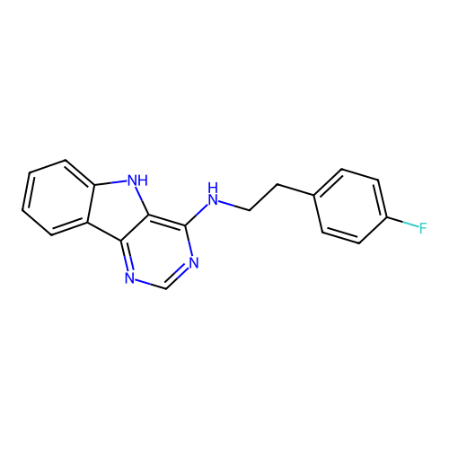 N-[2-(4-fluorophenyl)ethyl]-5H-pyrimido[5,4-b]indol-4-amine structure