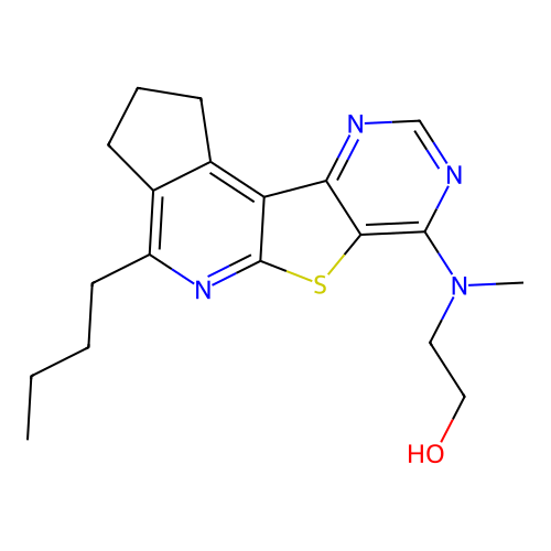2-((4-butyl-2,3-dihydro-1H-cyclopenta[4',5']pyrido[3',2':4,5]thieno[3,2-d]pyrimidin-7-yl)(methyl)amino)ethanol structure