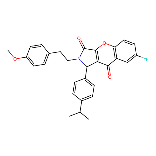 7-fluoro-1-(4-isopropylphenyl)-2-(4-methoxyphenethyl)-1,2-dihydrochromeno[2,3-c]pyrrole-3,9-dione structure