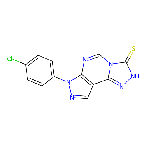 7-(4-chlorophenyl)-7H-pyrazolo[4,3-e][1,2,4]triazolo[4,3-c]pyrimidine-3-thiol structure
