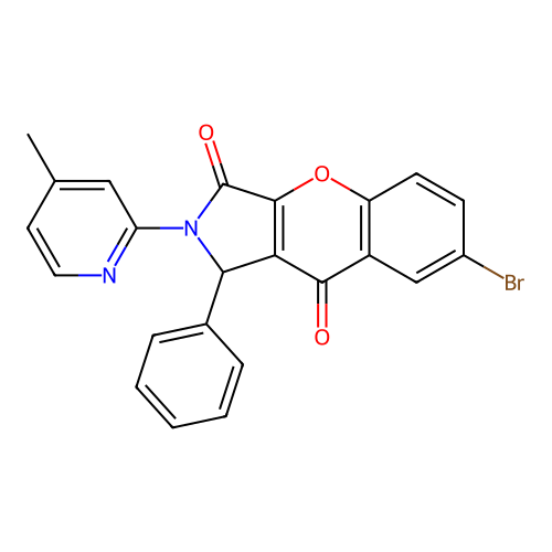 7-bromo-2-(4-methylpyridin-2-yl)-1-phenyl-1,2-dihydrochromeno[2,3-c]pyrrole-3,9-dione structure
