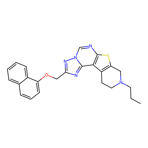 2-((naphthalen-1-yloxy)methyl)-9-propyl-8,9,10,11-tetrahydropyrido[4',3':4,5]thieno[3,2-e][1,2,4]triazolo[1,5-c]pyrimidine structure