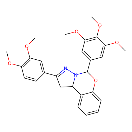 2-(3,4-dimethoxyphenyl)-5-(3,4,5-trimethoxyphenyl)-1,10b-dihydropyrazolo[1,5-c][1,3]benzoxazine structure