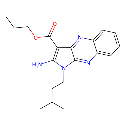 propyl 2-amino-1-isopentyl-1H-pyrrolo[2,3-b]quinoxaline-3-carboxylate structure