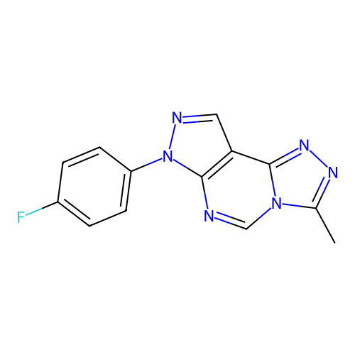 7-(4-fluorophenyl)-3-methyl-7H-pyrazolo[4,3-e][1,2,4]triazolo[4,3-c]pyrimidine structure