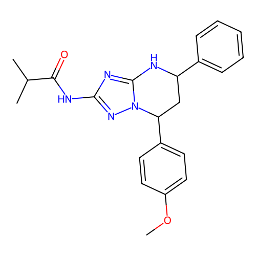 N-(7-(4-methoxyphenyl)-5-phenyl-4,5,6,7-tetrahydro-[1,2,4]triazolo[1,5-a]pyrimidin-2-yl)isobutyramide structure