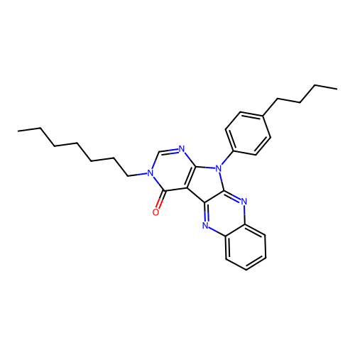 11-(4-butylphenyl)-3-heptyl-3H-pyrimido[5',4':4,5]pyrrolo[2,3-b]quinoxalin-4(11H)-one structure