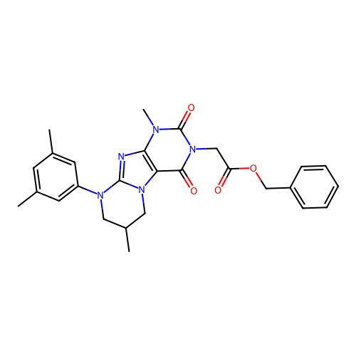 benzyl 2-[9-(3,5-dimethylphenyl)-1,7-dimethyl-2,4-dioxo-1H,2H,3H,4H,6H,7H,8H,9H-pyrimido[1,2-g]purin-3-yl]acetate structure