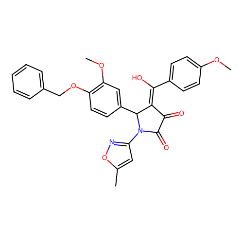 (4E)-4-[hydroxy-(4-methoxyphenyl)methylidene]-5-(3-methoxy-4-phenylmethoxyphenyl)-1-(5-methyl-1,2-oxazol-3-yl)pyrrolidine-2,3-dione structure
