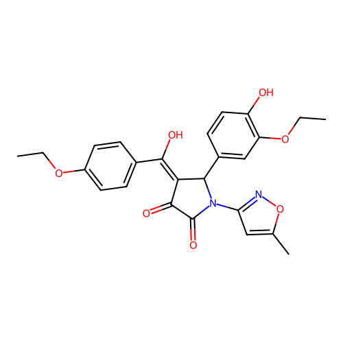 5-(3-ethoxy-4-hydroxyphenyl)-4-(4-ethoxybenzoyl)-3-hydroxy-1-(5-methyl-1,2-oxazol-3-yl)-2,5-dihydro-1H-pyrrol-2-one structure