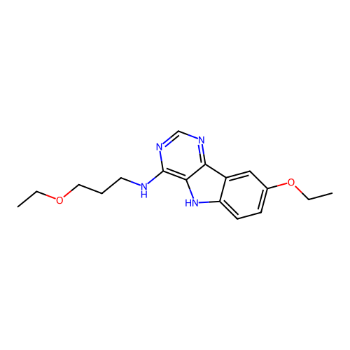 8-ethoxy-N-(3-ethoxypropyl)-5H-pyrimido[5,4-b]indol-4-amine structure