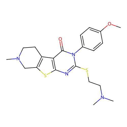 2-((2-(dimethylamino)ethyl)thio)-3-(4-methoxyphenyl)-7-methyl-5,6,7,8-tetrahydropyrido[4',3':4,5]thieno[2,3-d]pyrimidin-4(3H)-one structure