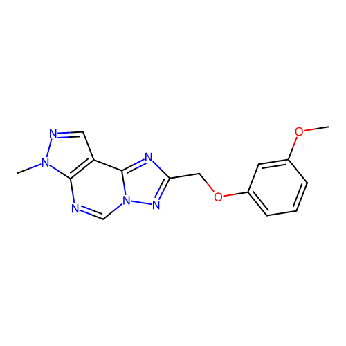2-((3-methoxyphenoxy)methyl)-7-methyl-7H-pyrazolo[4,3-e][1,2,4]triazolo[1,5-c]pyrimidine structure