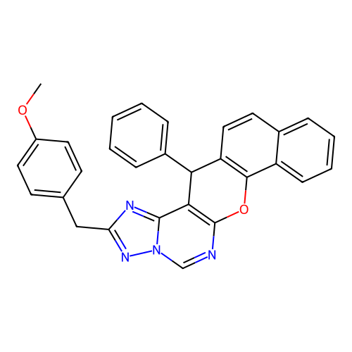 2-(4-methoxybenzyl)-14-phenyl-14H-benzo[7,8]chromeno[3,2-e][1,2,4]triazolo[1,5-c]pyrimidine structure