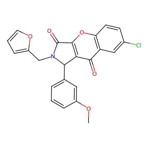 7-chloro-2-(furan-2-ylmethyl)-1-(3-methoxyphenyl)-1,2-dihydrochromeno[2,3-c]pyrrole-3,9-dione structure