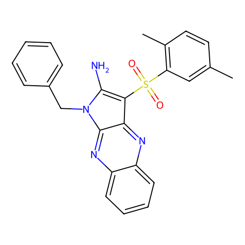 1-benzyl-3-((2,5-dimethylphenyl)sulfonyl)-1H-pyrrolo[2,3-b]quinoxalin-2-amine structure