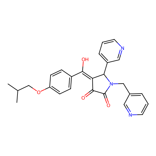 3-hydroxy-4-[4-(2-methylpropoxy)benzoyl]-5-(pyridin-3-yl)-1-[(pyridin-3-yl)methyl]-2,5-dihydro-1H-pyrrol-2-one structure