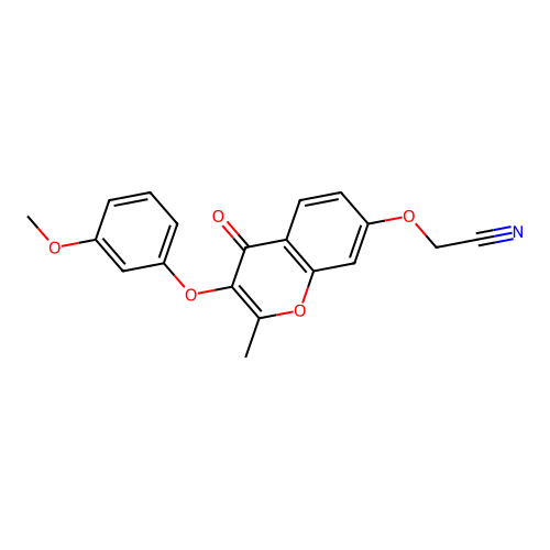 2-((3-(3-methoxyphenoxy)-2-methyl-4-oxo-4H-chromen-7-yl)oxy)acetonitrile structure