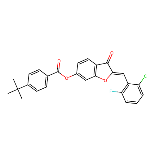 [2-[(2-chloro-6-fluoro-phenyl)methylidene]-3-oxo-benzofuran-6-yl] 4-tert-butylbenzoate structure