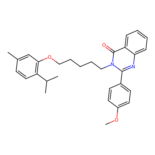 2-(4-methoxyphenyl)-3-[5-(5-methyl-2-propan-2-yl-phenoxy)pentyl]quinazolin-4-one structure