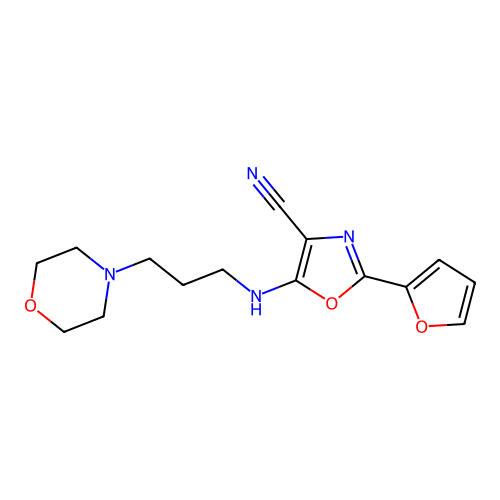 2-(Furan-2-yl)-5-{[3-(morpholin-4-yl)propyl]amino}-1,3-oxazole-4-carbonitrile structure