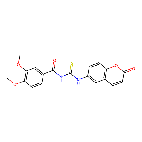 3,4-dimethoxy-N-((2-oxo-2H-chromen-6-yl)carbamothioyl)benzamide structure