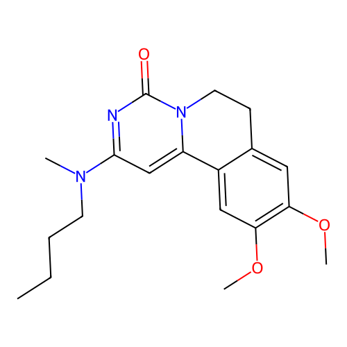 2-(butyl(methyl)amino)-9,10-dimethoxy-6,7-dihydro-4H-pyrimido[6,1-a]isoquinolin-4-one structure