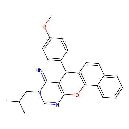 7-(4-methoxyphenyl)-9-(2-methylpropyl)-7,9-dihydro-8H-benzo[7,8]chromeno[2,3-d]pyrimidin-8-imine structure