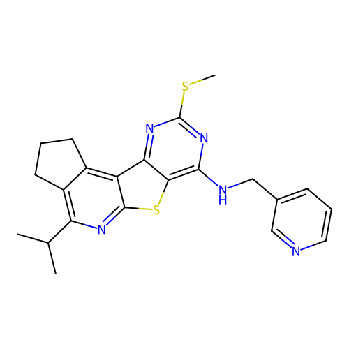 4-isopropyl-9-(methylthio)-N-(pyridin-3-ylmethyl)-2,3-dihydro-1H-cyclopenta[4',5']pyrido[3',2':4,5]thieno[3,2-d]pyrimidin-7-amine structure