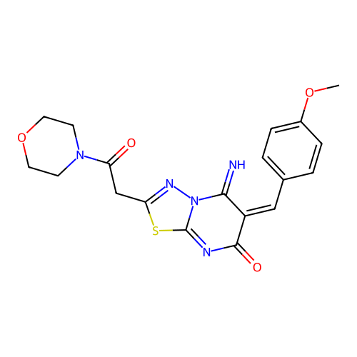 (E)-5-imino-6-(4-methoxybenzylidene)-2-(2-morpholino-2-oxoethyl)-5H-[1,3,4]thiadiazolo[3,2-a]pyrimidin-7(6H)-one structure