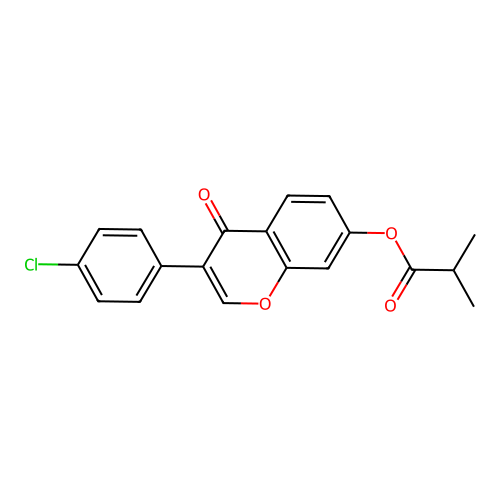 3-(4-chlorophenyl)-4-oxo-4H-chromen-7-yl 2-methylpropanoate structure