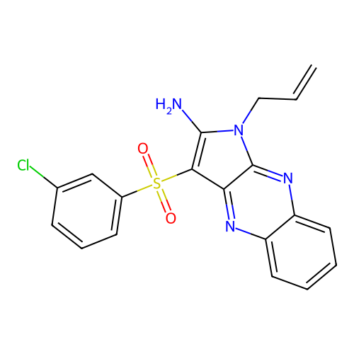 3-[(3-chlorophenyl)sulfonyl]-1-(prop-2-en-1-yl)-1H-pyrrolo[2,3-b]quinoxalin-2-amine structure