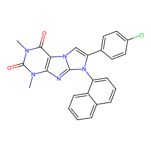 7-(4-chlorophenyl)-1,3-dimethyl-8-(naphthalen-1-yl)-1H-imidazo[2,1-f]purine-2,4(3H,8H)-dione structure