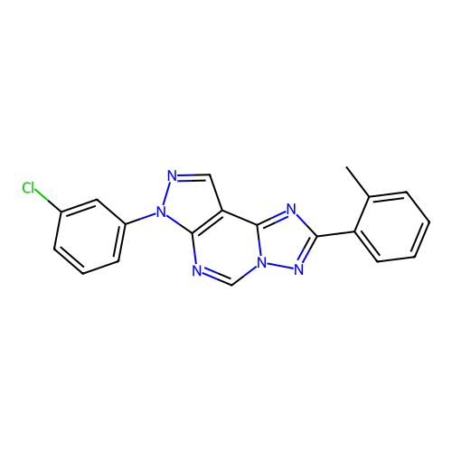 7-(3-chlorophenyl)-2-(o-tolyl)-7H-pyrazolo[4,3-e][1,2,4]triazolo[1,5-c]pyrimidine structure