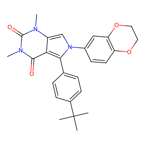 5-(4-(tert-butyl)phenyl)-6-(2,3-dihydrobenzo[b][1,4]dioxin-6-yl)-1,3-dimethyl-1H-pyrrolo[3,4-d]pyrimidine-2,4(3H,6H)-dione structure