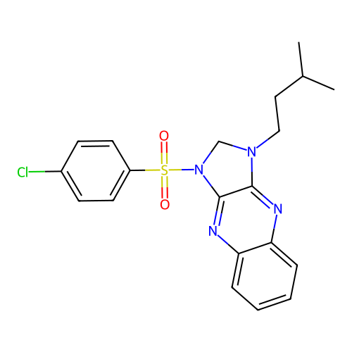 3-(4-chlorophenyl)sulfonyl-1-(3-methylbutyl)-2H-imidazo[4,5-b]quinoxaline structure