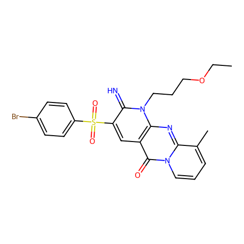 3-[(4-bromophenyl)sulfonyl]-1-(3-ethoxypropyl)-2-imino-10-methyl-1,2-dihydro-5H-dipyrido[1,2-a:2',3'-d]pyrimidin-5-one structure