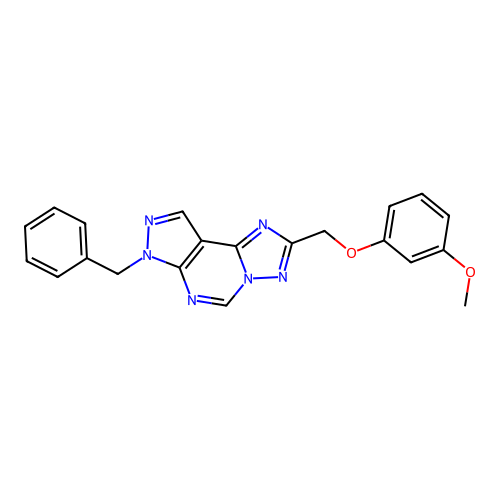 7-benzyl-2-((3-methoxyphenoxy)methyl)-7H-pyrazolo[4,3-e][1,2,4]triazolo[1,5-c]pyrimidine structure